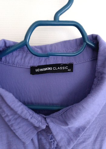 Mor Düğmeli Tunik Keten Gömlek - Görsel 2