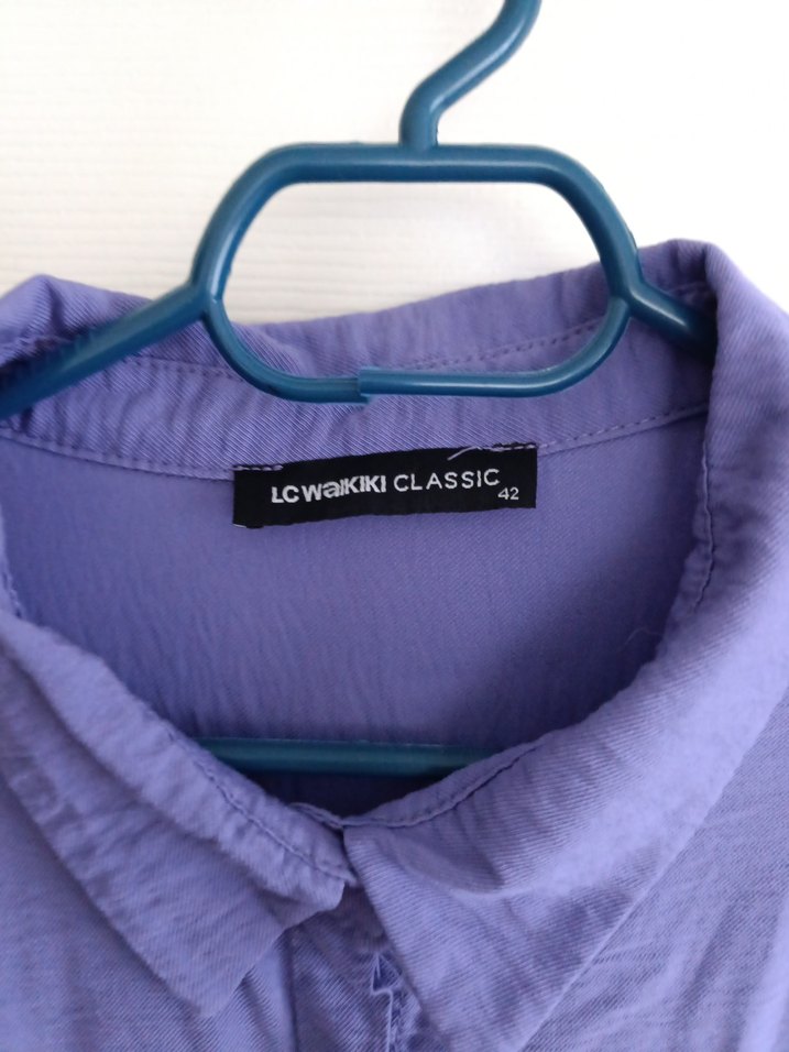 Mor Düğmeli Tunik Keten Gömlek - Görsel 2