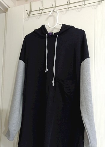 Gri Siyah Kapüşonlu Tunik - Görsel 5