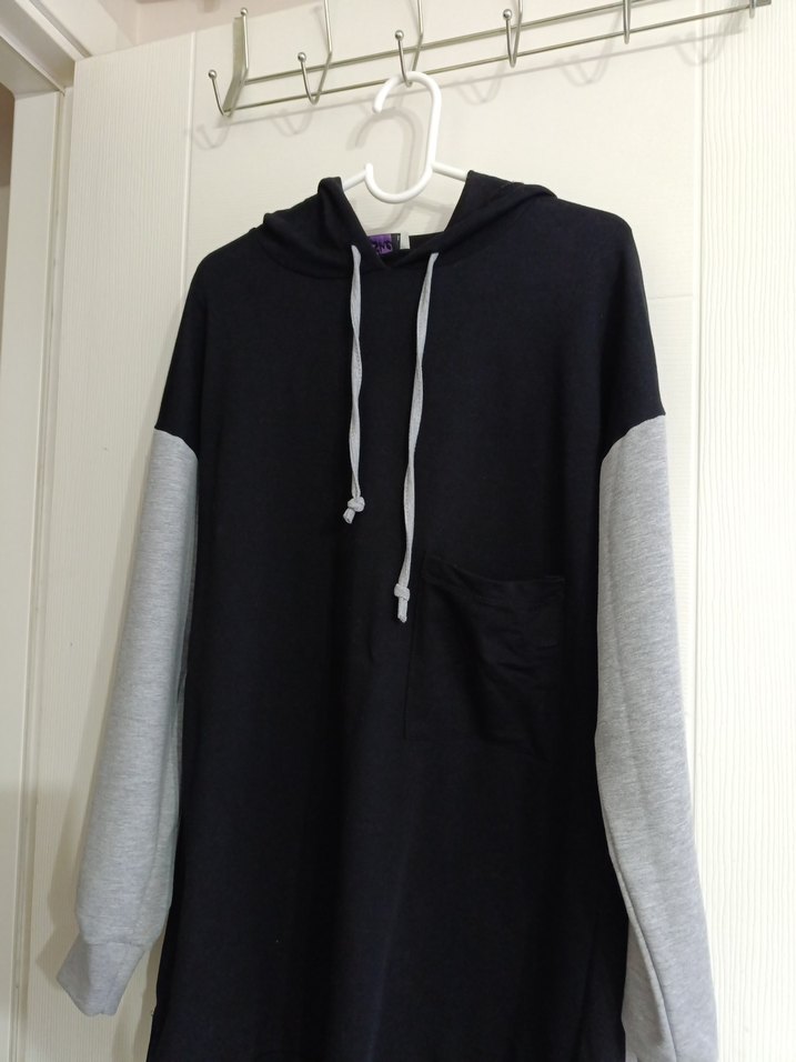 Gri Siyah Kapüşonlu Tunik - Görsel 5