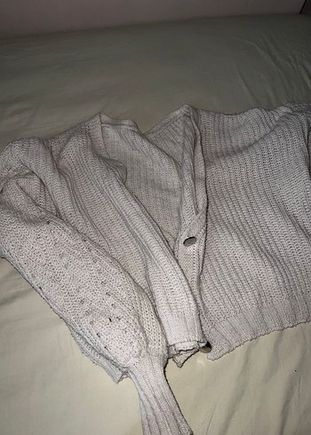 Beyaz Örgü Kadın hırka - Görsel 2