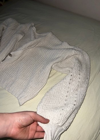 Beyaz Örgü Kadın hırka - Görsel 3