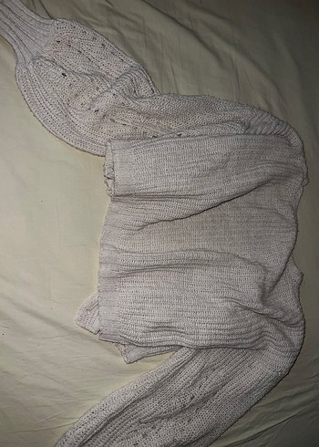 Beyaz Örgü Kadın hırka - Görsel 4