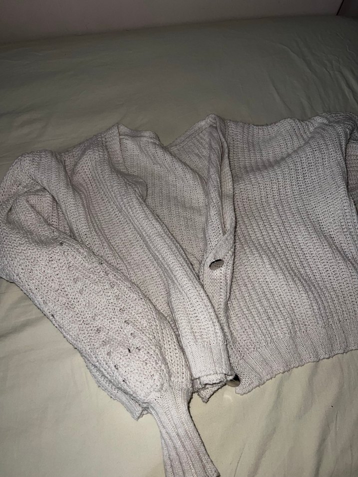 Beyaz Örgü Kadın hırka - Görsel 2