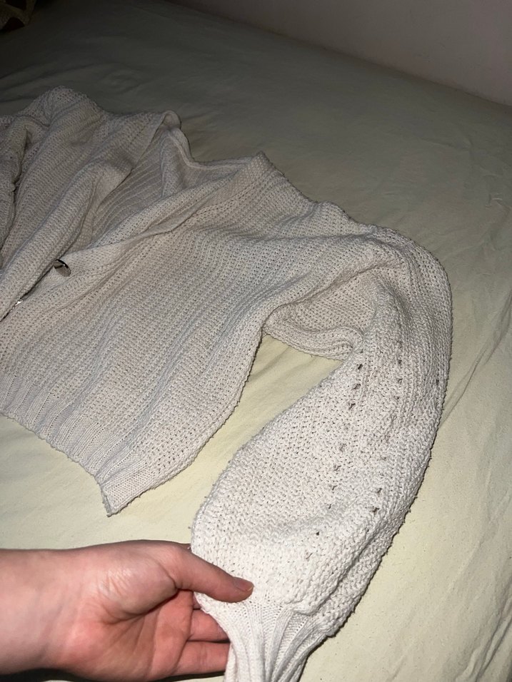 Beyaz Örgü Kadın hırka - Görsel 3