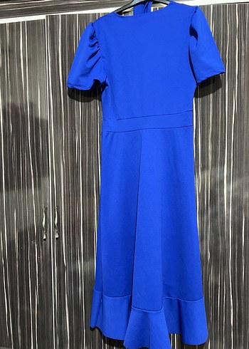 Mavi Drapeli Uzun Elbise - Görsel 9