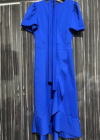 Mavi Drapeli Uzun Elbise - Görsel 2