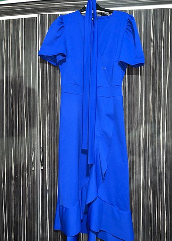 Mavi Drapeli Uzun Elbise - Görsel 3