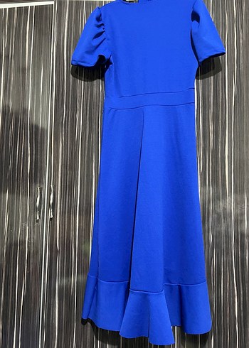 Mavi Drapeli Uzun Elbise - Görsel 10