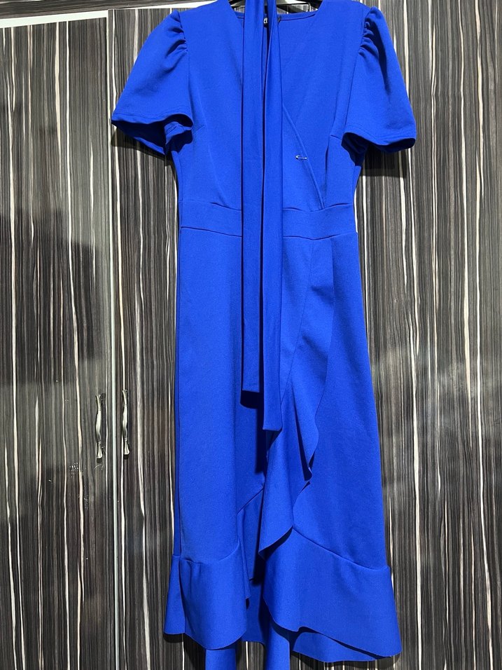 Mavi Drapeli Uzun Elbise - Görsel 2