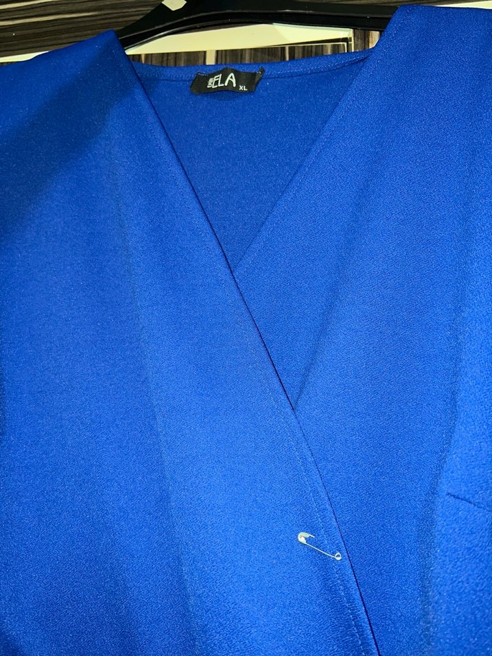 Mavi Drapeli Uzun Elbise - Görsel 4