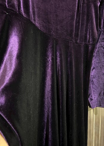 Mor Uzun Kadın Elbisesi, Drapeli, Goth Tarzı - Görsel 4