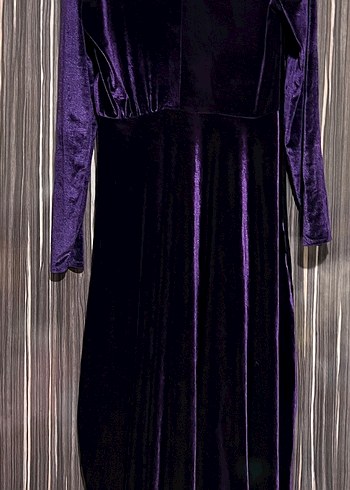 Mor Uzun Kadın Elbisesi, Drapeli, Goth Tarzı - Görsel 5