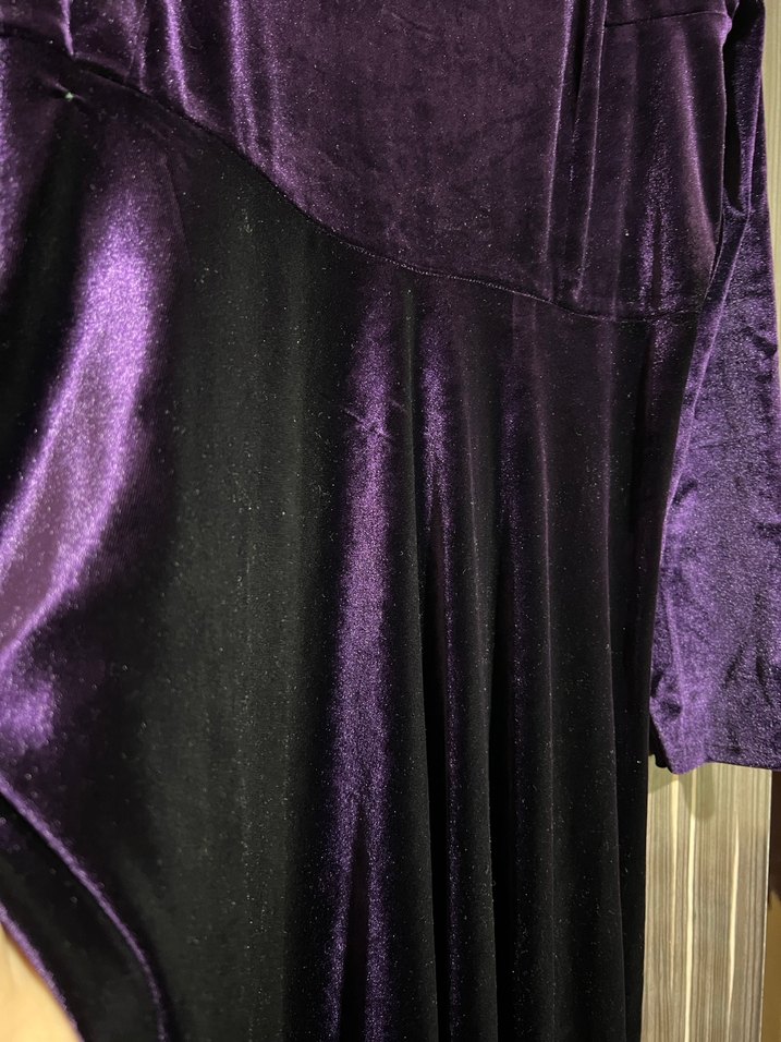 Mor Uzun Kadın Elbisesi, Drapeli, Goth Tarzı - Görsel 4