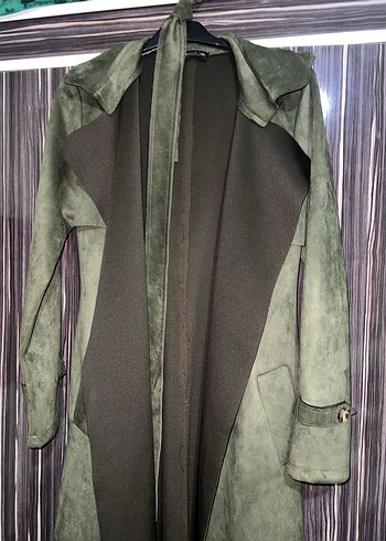 Kadın Süet Uzun Kemerli Trençkot - Görsel 2