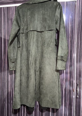 Kadın Süet Uzun Kemerli Trençkot - Görsel 4