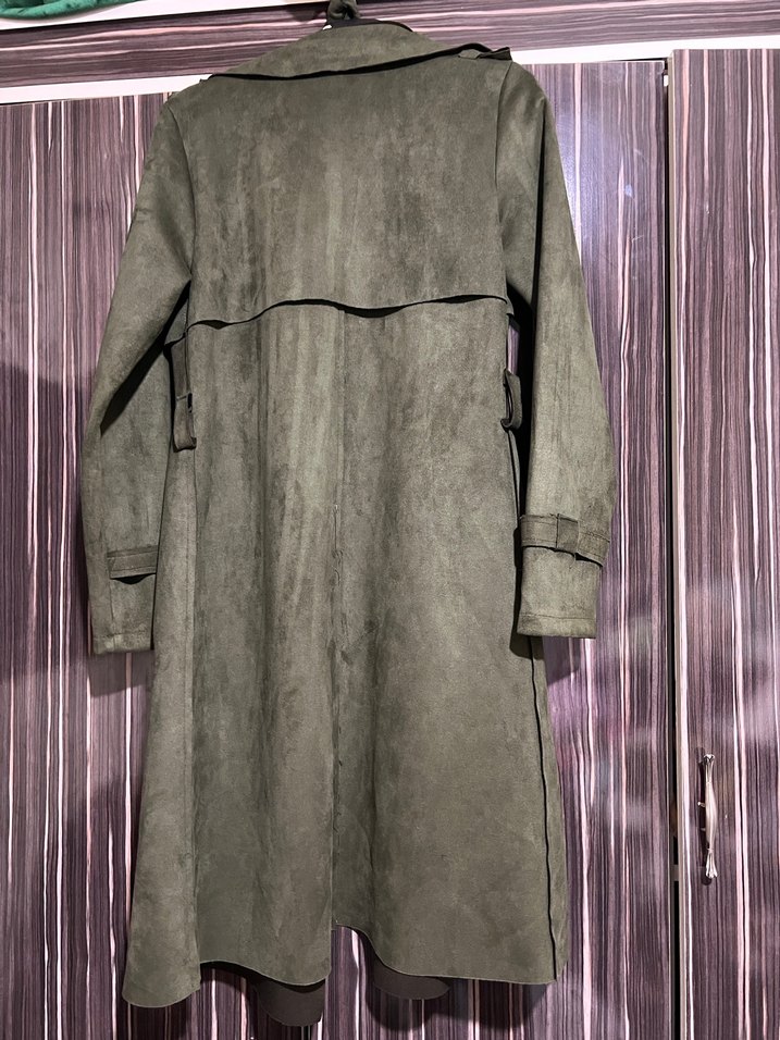 Kadın Süet Uzun Kemerli Trençkot - Görsel 5