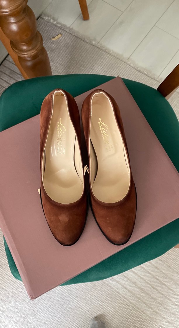 Kahverengi Süet Blok Topuklu Kadın Stiletto - Görsel 2