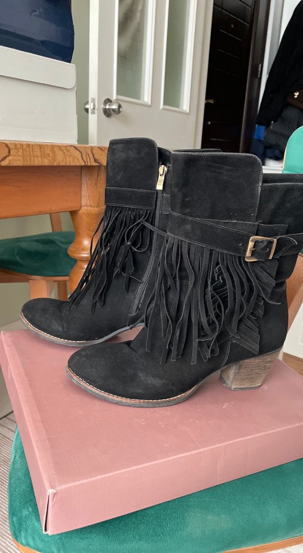 Siyah Süet Püsküllü Kadın Bot - Görsel 3