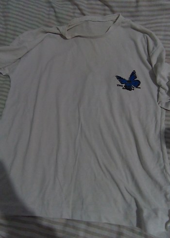 Mavi kelebek Baskılı Tişört Kısa Kollu, Rahat Kesim - Görsel 2