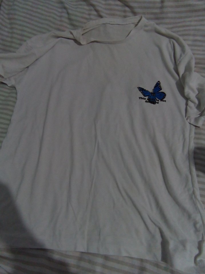 Mavi kelebek Baskılı Tişört Kısa Kollu, Rahat Kesim - Görsel 2