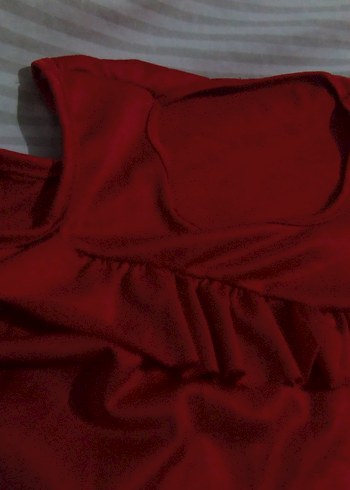 Kırmızı Fırfırlı Uzun Kollu bluz - Görsel 4