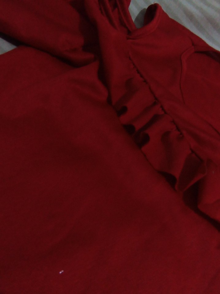 Kırmızı Fırfırlı Uzun Kollu bluz - Görsel 2