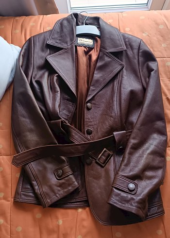 DEİMOS Gerçek Deri Kemerli Ceket  38 Beden  Bir Kez Giyildi - Görsel 5