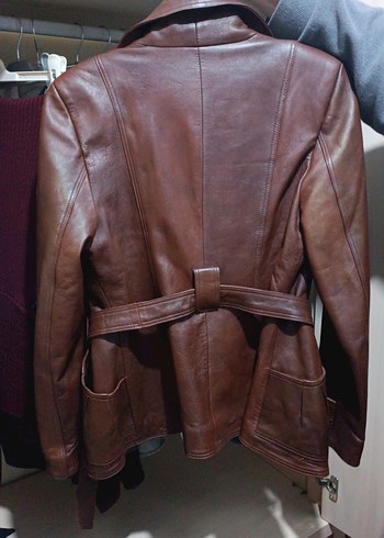 DEİMOS Gerçek Deri Kemerli Ceket  38 Beden  Bir Kez Giyildi - Görsel 2