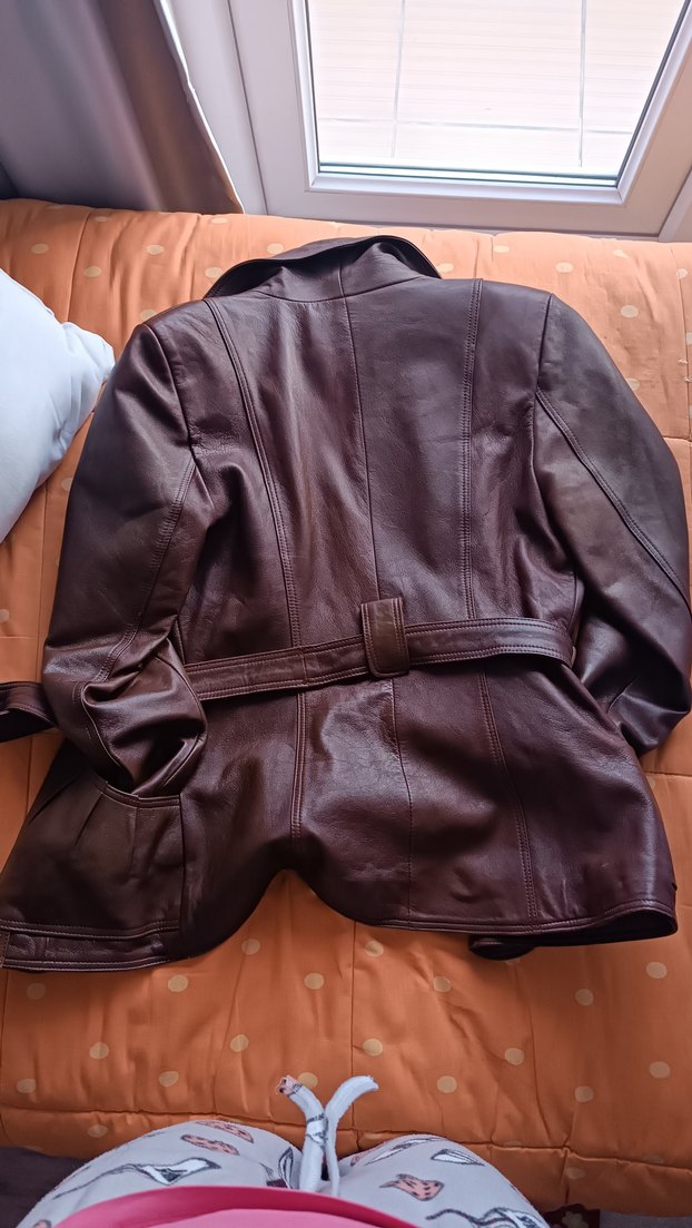 DEİMOS Gerçek Deri Kemerli Ceket  38 Beden  Bir Kez Giyildi - Görsel 4