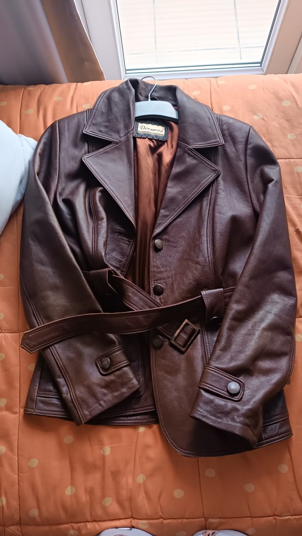DEİMOS Gerçek Deri Kemerli Ceket  38 Beden  Bir Kez Giyildi - Görsel 5