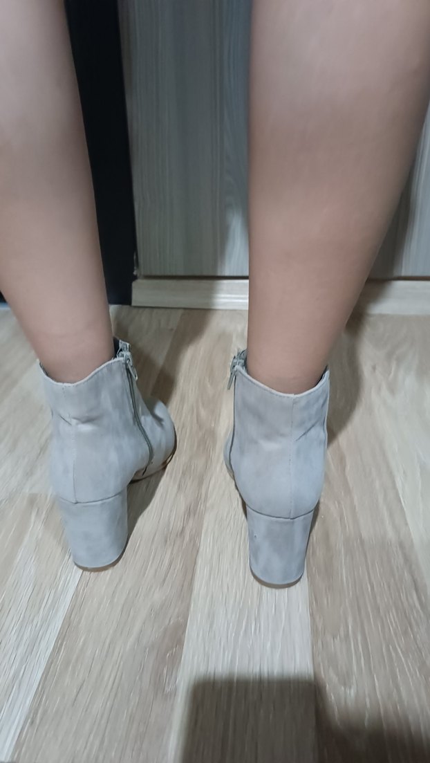 39 Numara Bambi Gri Süet Topuklu Bot  Sadece 1 Kez Giyildi - Görsel 4