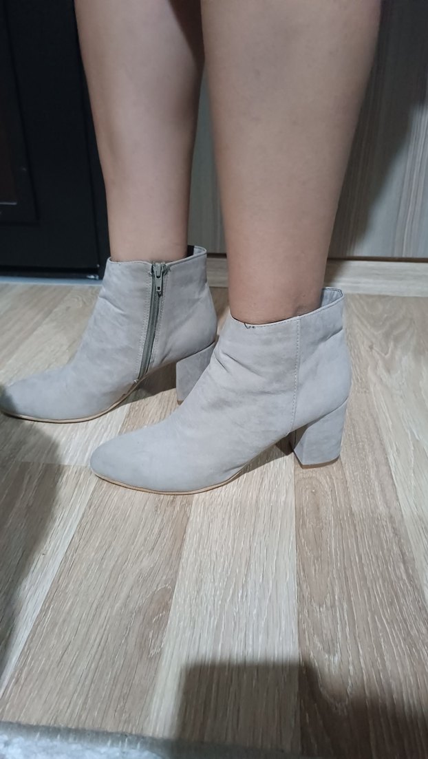 39 Numara Bambi Gri Süet Topuklu Bot  Sadece 1 Kez Giyildi - Görsel 2