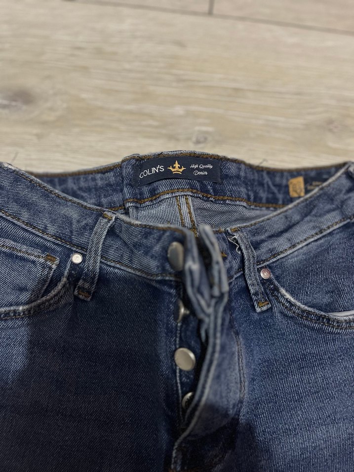 Düğmeli Mavi Kadın Denim Jean - Görsel 2