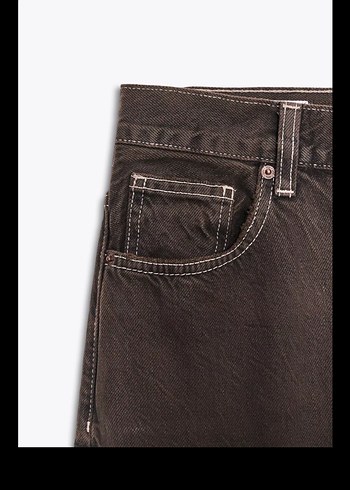 TRF Yüksek Bel Düz Kesim Kahverengi Jean - Görsel 4