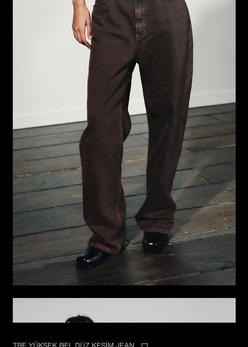 TRF Yüksek Bel Düz Kesim Kahverengi Jean - Görsel 3