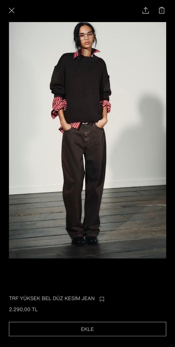 TRF Yüksek Bel Düz Kesim Kahverengi Jean - Görsel 5