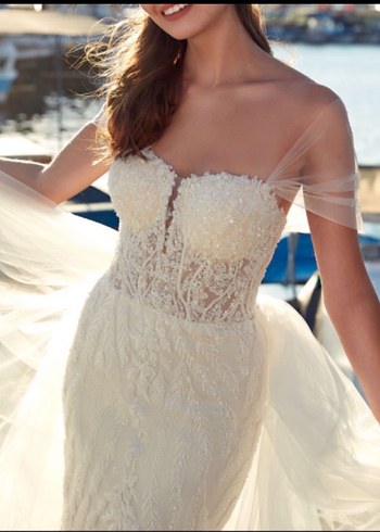 Beyaz Straplez Balık Gelinlik - Görsel 2