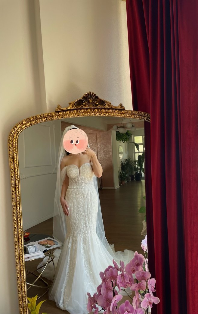 Beyaz Straplez Balık Gelinlik - Görsel 4