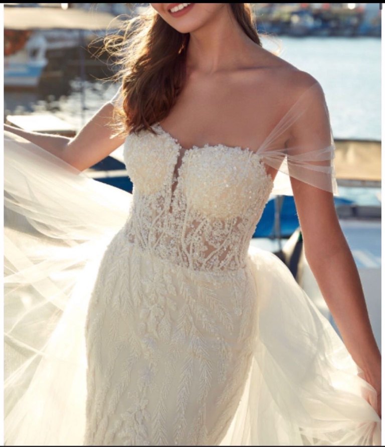 Beyaz Straplez Balık Gelinlik - Görsel 2