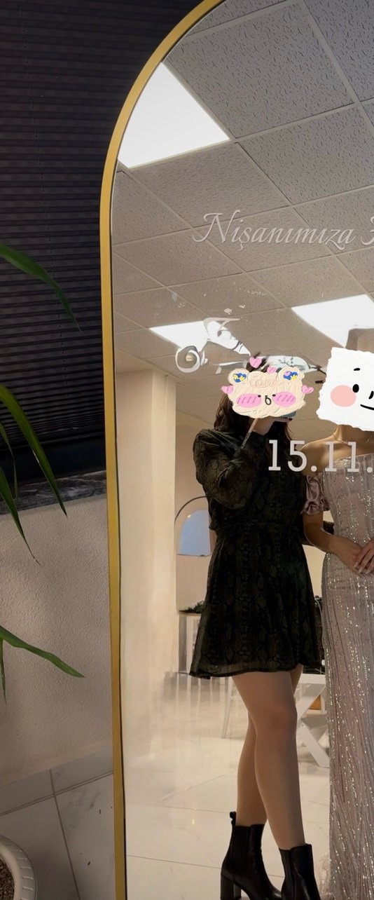 Haki Yılan Desenli Mini Elbise - Görsel 3