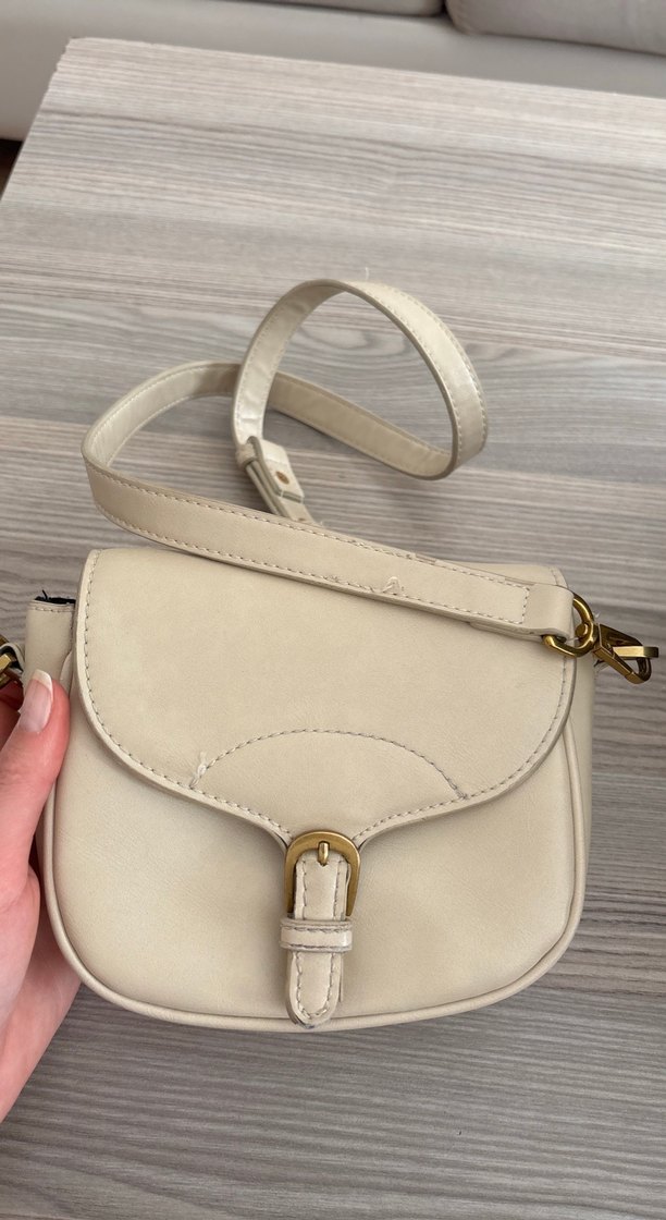 Mango Bej Deri Tokalı Kadın Çanta - Görsel 3