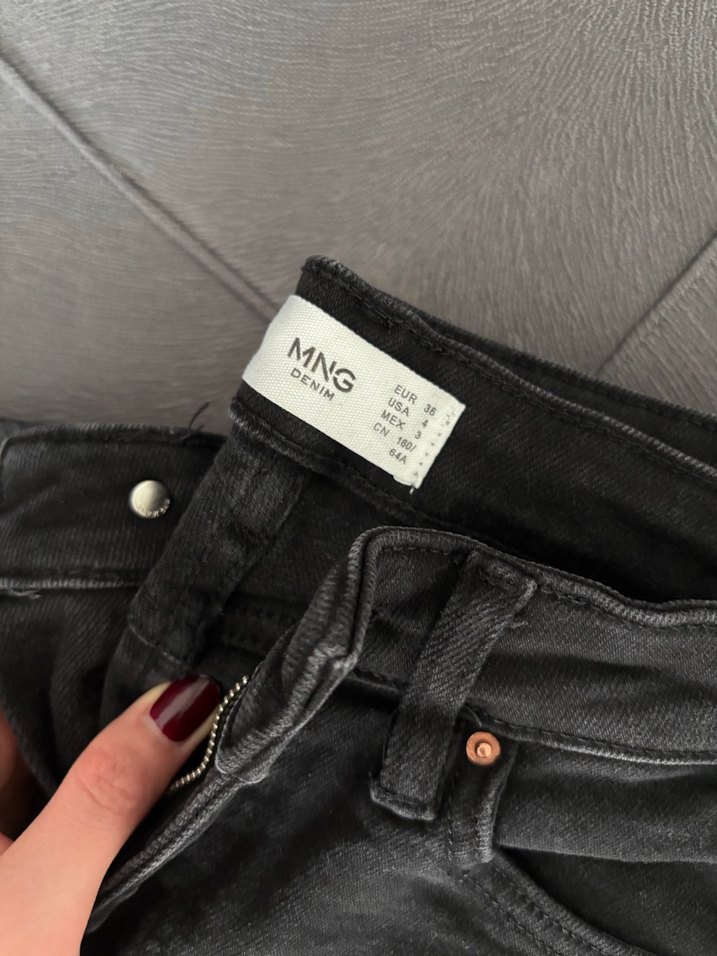 Siyah Normal Boy Kadın dar paça Kot Pantolon - Görsel 3