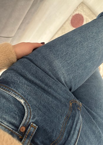 Mango Kadın Koyu Mavi Rahat Kesim Denim Pantolon - Görsel 3