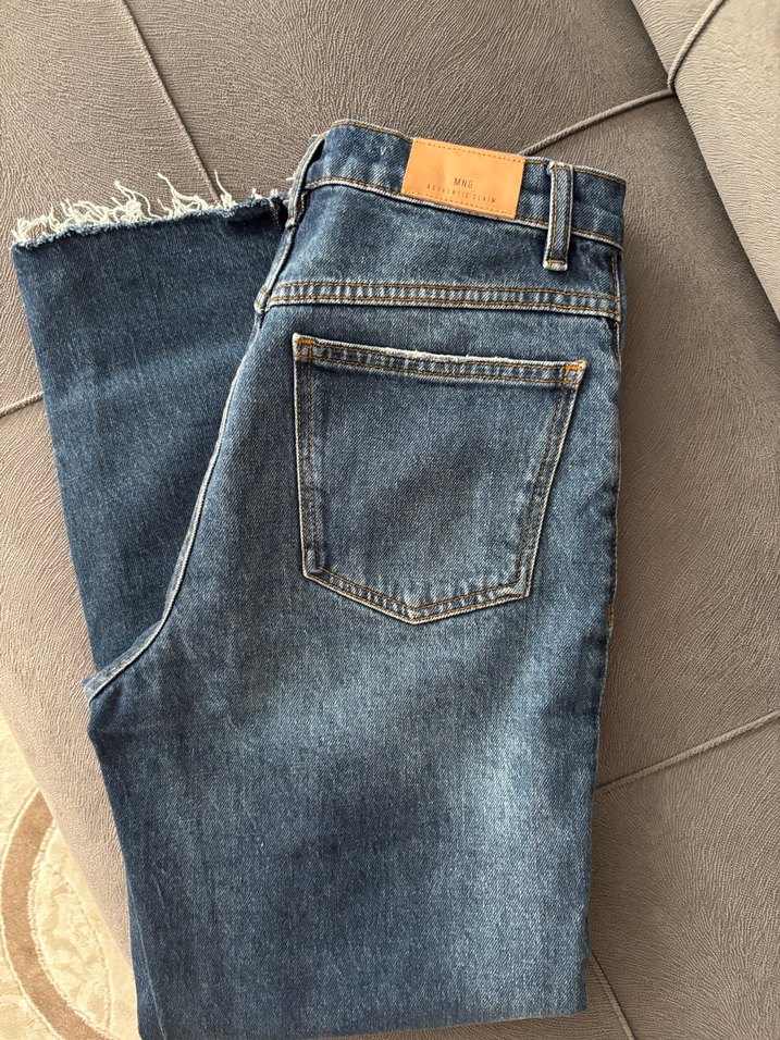 Mango Kadın Koyu Mavi Rahat Kesim Denim Pantolon - Görsel 5