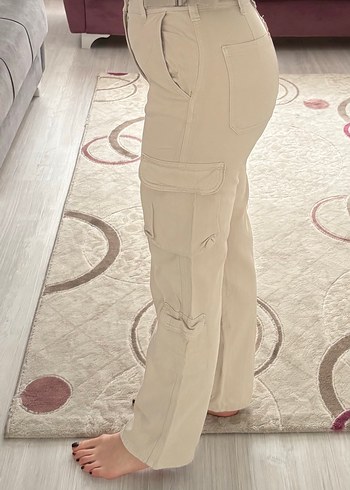 Stradivarius S beden bej kargo pantolon - Görsel 2