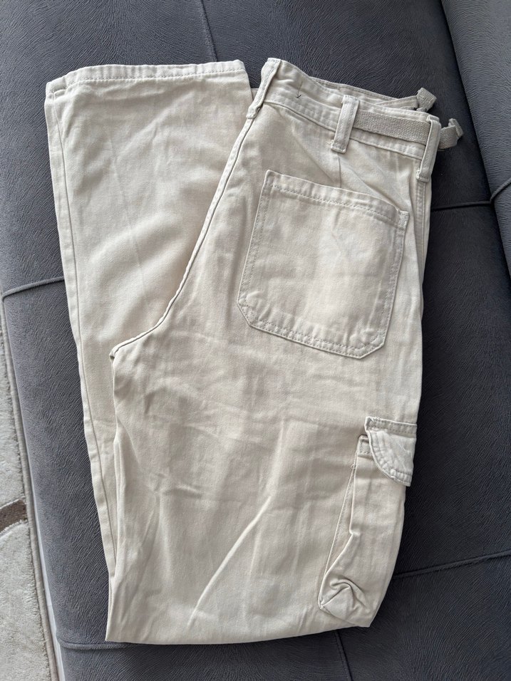 Stradivarius S beden bej kargo pantolon - Görsel 3