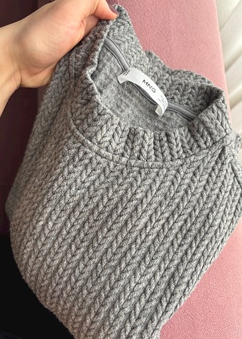 Gri Yüksek Yakalı yarım kollu Örgü Kadın Kazak - Görsel 3