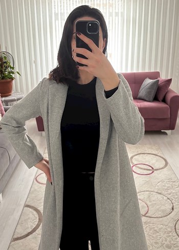 Zara gri kaşe kaban - Görsel 2