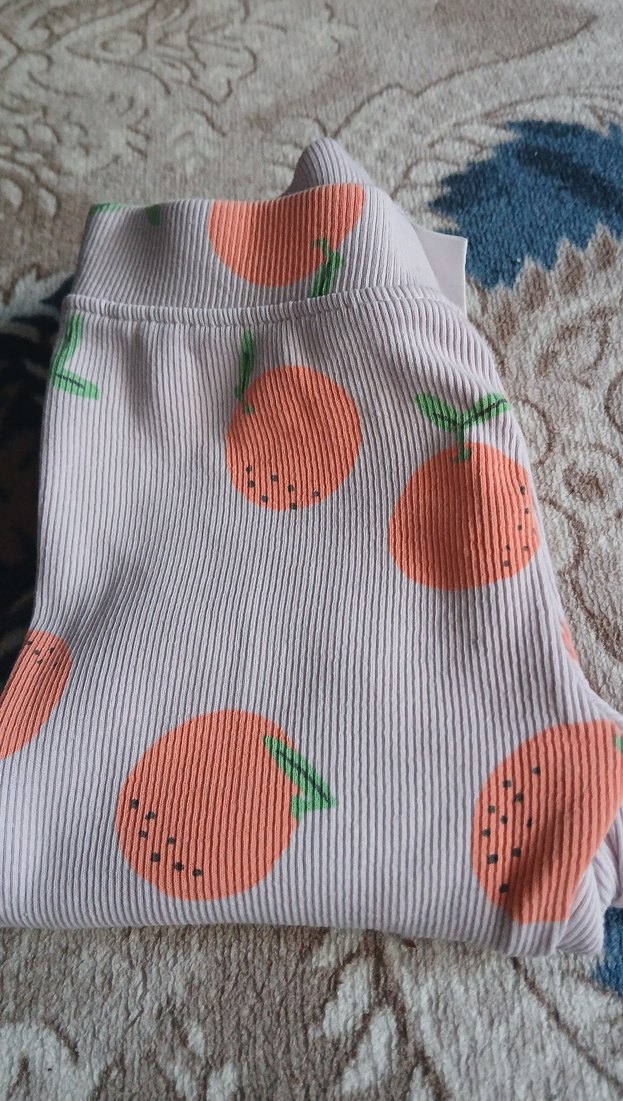 Kız Çocuk Turuncu Desenli Bol Kesim Tayt - Görsel 2